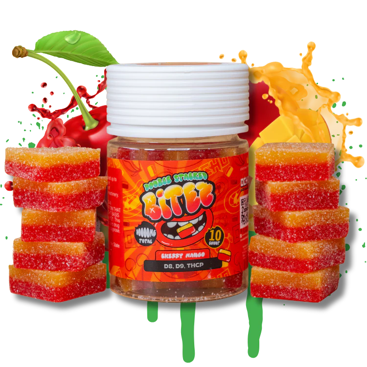 Double Stacked Bitez Cherry Mango 10,000MG | THCP Double Stacked Bitez